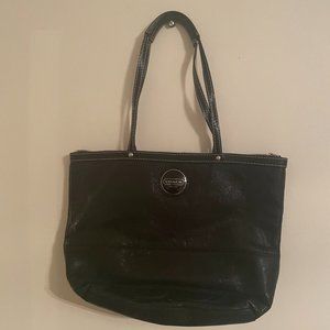 Black leather, coach tote bag